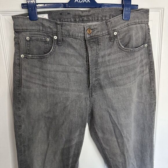 GAP Jeans Women’s 32 14 Cheeky Straight High Rise Button Fly Gray Denim Raw Hem - Picture 4 of 10